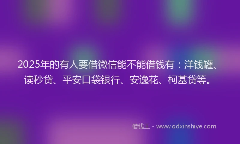 2025年的有人要借微信能不能借钱有：洋钱罐、读秒贷、平安口袋银行、安逸花、柯基贷等。