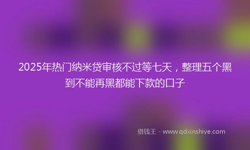 2025年热门纳米贷审核不过等七天，整理五个黑到不能再黑都能下款的口子