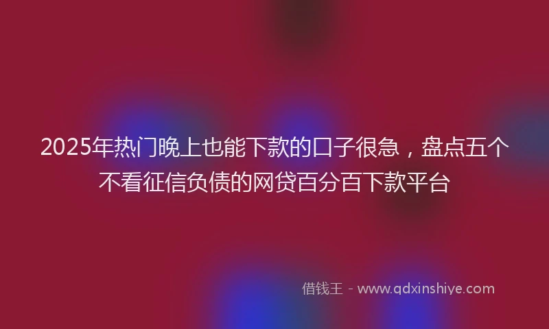 2025年热门晚上也能下款的口子很急，盘点五个不看征信负债的网贷百分百下款平台