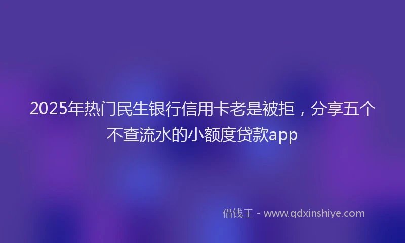 2025年热门民生银行信用卡老是被拒，分享五个不查流水的小额度贷款app