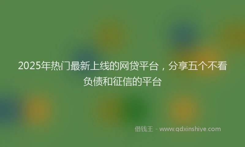 2025年热门最新上线的网贷平台，分享五个不看负债和征信的平台