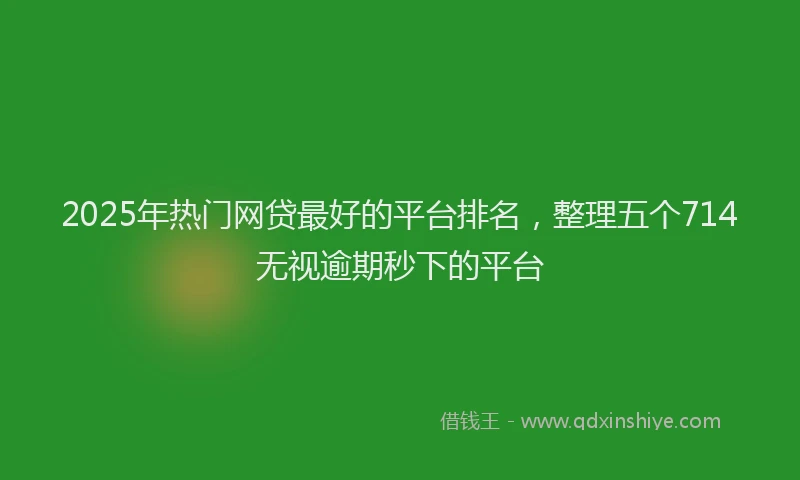 2025年热门网贷最好的平台排名，整理五个714无视逾期秒下的平台