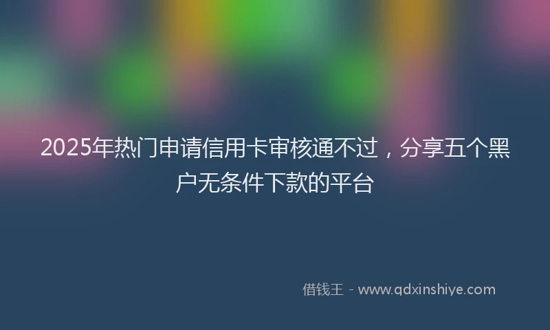 2025年热门申请信用卡审核通不过，分享五个黑户无条件下款的平台