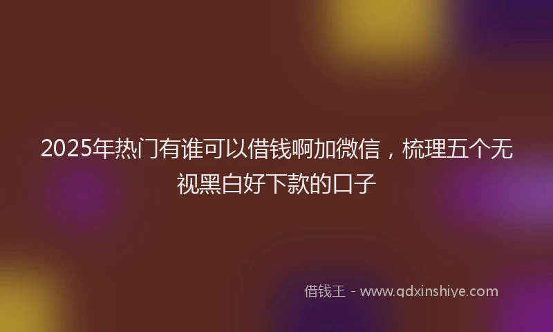 2025年热门有谁可以借钱啊加微信，梳理五个无视黑白好下款的口子