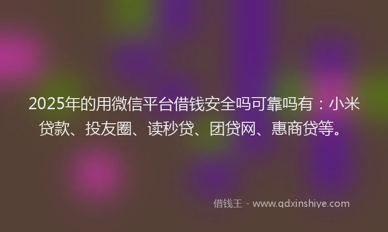 2025年的用微信平台借钱安全吗可靠吗有：小米贷款、投友圈、读秒贷、团贷网、惠商贷等。