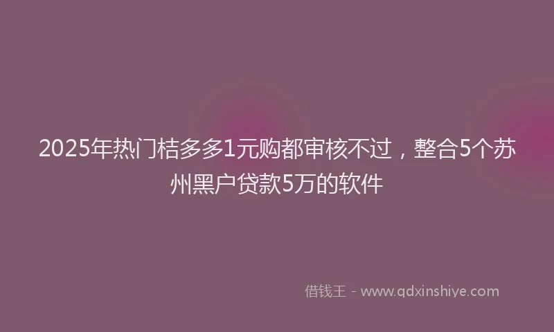 2025年热门桔多多1元购都审核不过，整合5个苏州黑户贷款5万的软件