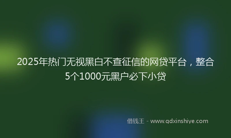 2025年热门无视黑白不查征信的网贷平台，整合5个1000元黑户必下小贷