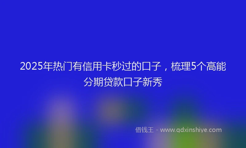 2025年热门有信用卡秒过的口子，梳理5个高能分期贷款口子新秀