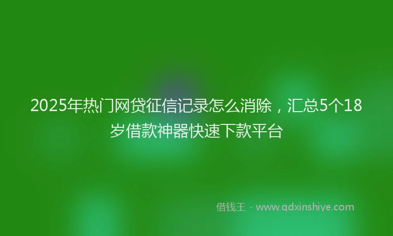 2025年热门网贷征信记录怎么消除，汇总5个18岁借款神器快速下款平台