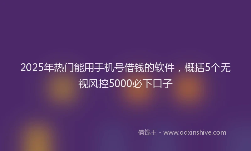 2025年热门能用手机号借钱的软件，概括5个无视风控5000必下口子