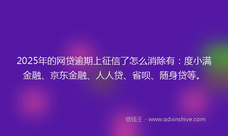 2025年的网贷逾期上征信了怎么消除有：度小满金融、京东金融、人人贷、省呗、随身贷等。