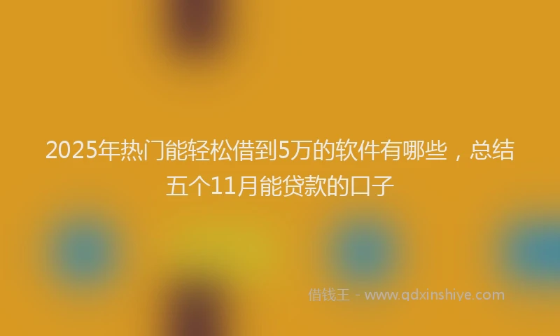 2025年热门能轻松借到5万的软件有哪些，总结五个11月能贷款的口子