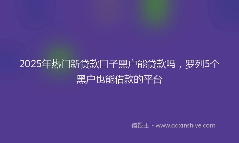 2025年热门新贷款口子黑户能贷款吗，罗列5个黑户也能借款的平台