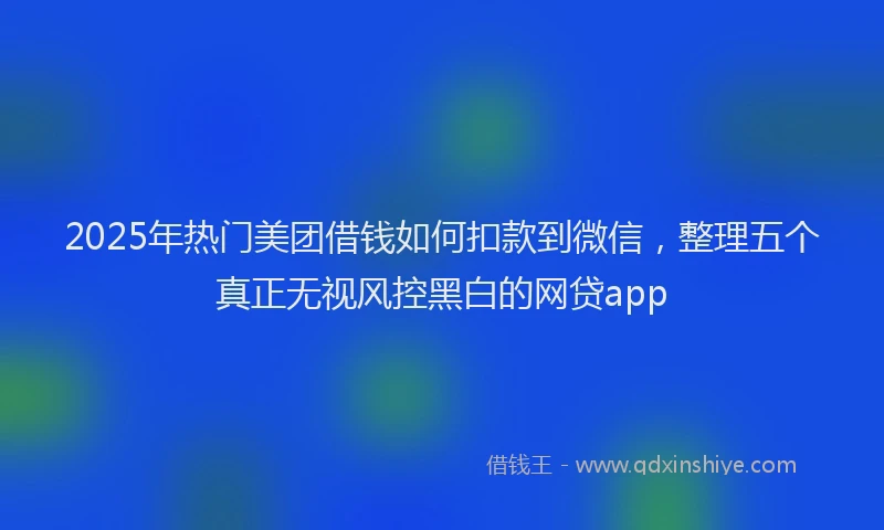 2025年热门美团借钱如何扣款到微信，整理五个真正无视风控黑白的网贷app