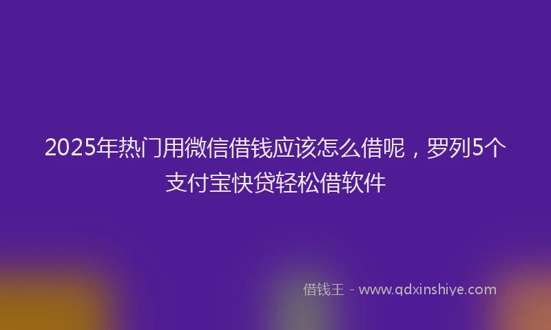 2025年热门用微信借钱应该怎么借呢，罗列5个支付宝快贷轻松借软件