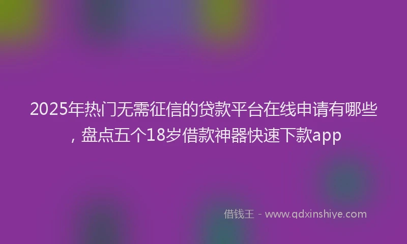 2025年热门无需征信的贷款平台在线申请有哪些，盘点五个18岁借款神器快速下款app