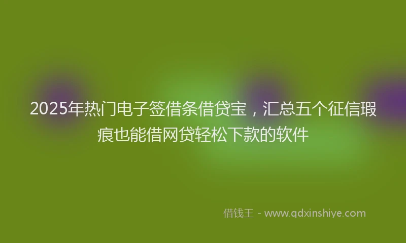 2025年热门电子签借条借贷宝，汇总五个征信瑕疵也能借网贷轻松下款的软件