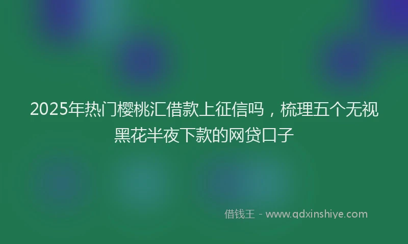 2025年热门樱桃汇借款上征信吗，梳理五个无视黑花半夜下款的网贷口子