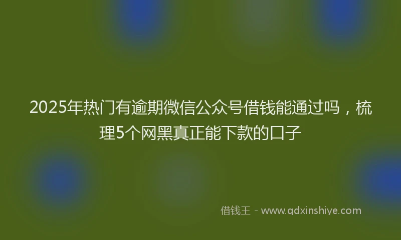 2025年热门有逾期微信公众号借钱能通过吗，梳理5个网黑真正能下款的口子