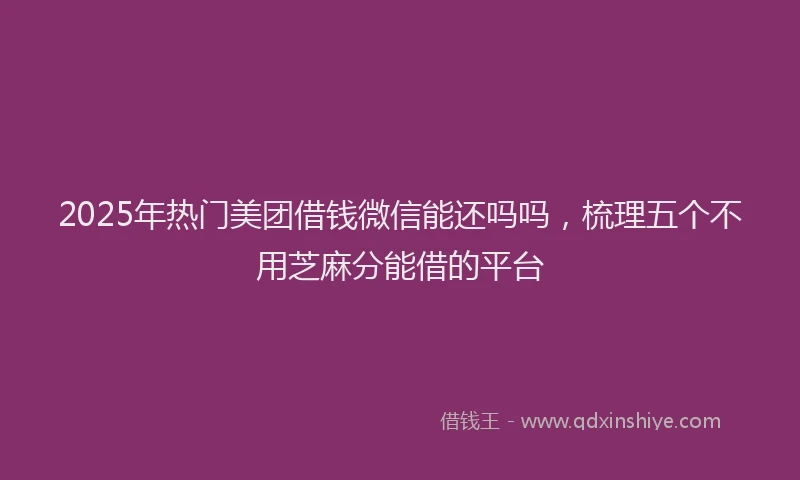 2025年热门美团借钱微信能还吗吗，梳理五个不用芝麻分能借的平台