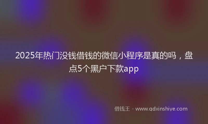 2025年热门没钱借钱的微信小程序是真的吗，盘点5个黑户下款app