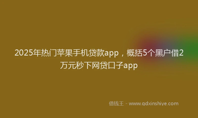 2025年热门苹果手机贷款app，概括5个黑户借2万元秒下网贷口子app