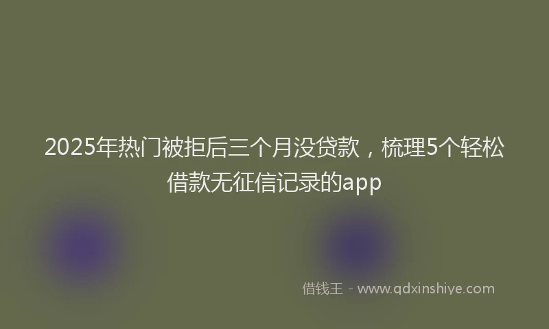 2025年热门被拒后三个月没贷款，梳理5个轻松借款无征信记录的app