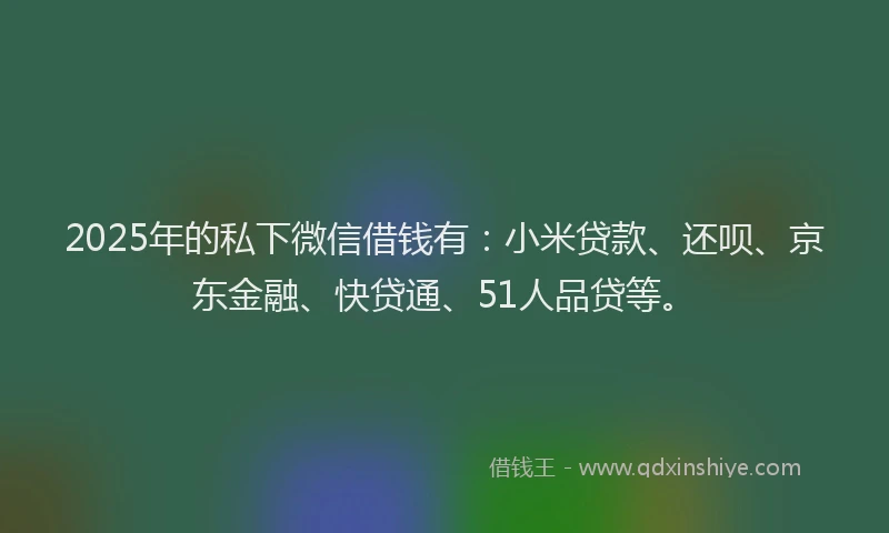 2025年的私下微信借钱有：小米贷款、还呗、京东金融、快贷通、51人品贷等。