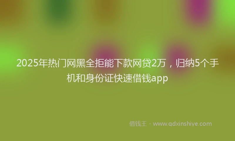 2025年热门网黑全拒能下款网贷2万，归纳5个手机和身份证快速借钱app