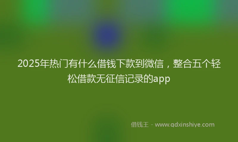 2025年热门有什么借钱下款到微信，整合五个轻松借款无征信记录的app