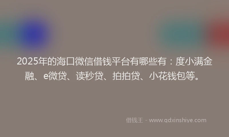 2025年的海口微信借钱平台有哪些有：度小满金融、e微贷、读秒贷、拍拍贷、小花钱包等。