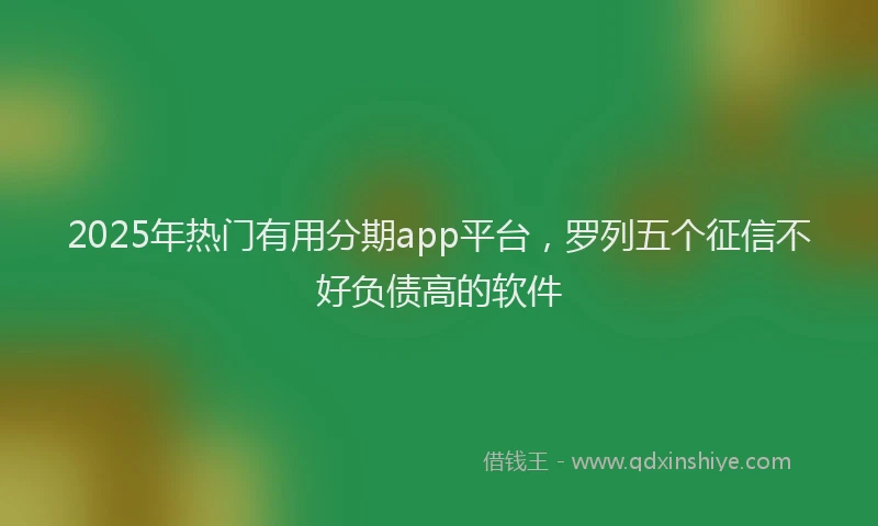 2025年热门有用分期app平台，罗列五个征信不好负债高的软件