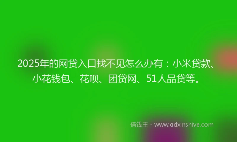 2025年的网贷入口找不见怎么办有：小米贷款、小花钱包、花呗、团贷网、51人品贷等。