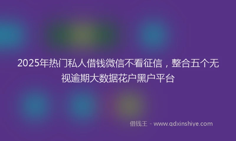 2025年热门私人借钱微信不看征信，整合五个无视逾期大数据花户黑户平台