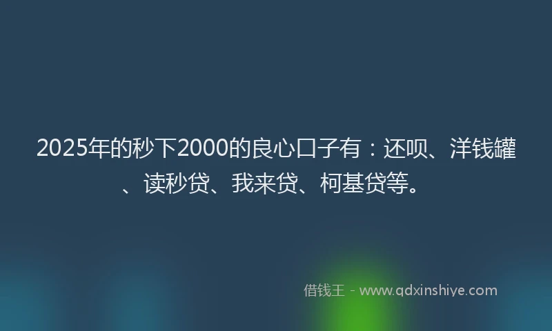 2025年的秒下2000的良心口子有：还呗、洋钱罐、读秒贷、我来贷、柯基贷等。