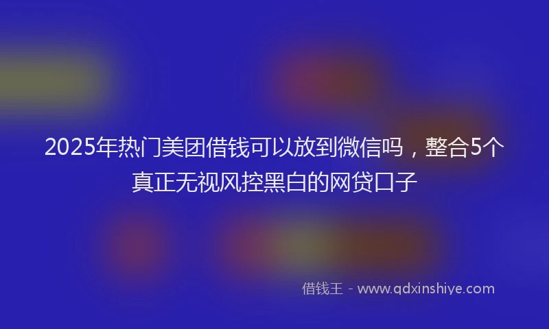 2025年热门美团借钱可以放到微信吗，整合5个真正无视风控黑白的网贷口子