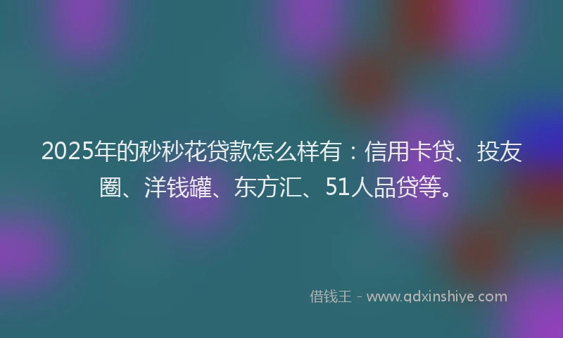 2025年的秒秒花贷款怎么样有：信用卡贷、投友圈、洋钱罐、东方汇、51人品贷等。