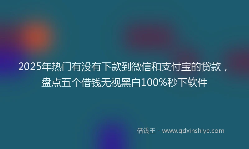 2025年热门有没有下款到微信和支付宝的贷款，盘点五个借钱无视黑白100%秒下软件