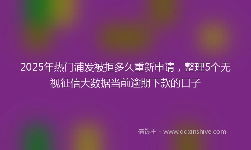 2025年热门浦发被拒多久重新申请，整理5个无视征信大数据当前逾期下款的口子