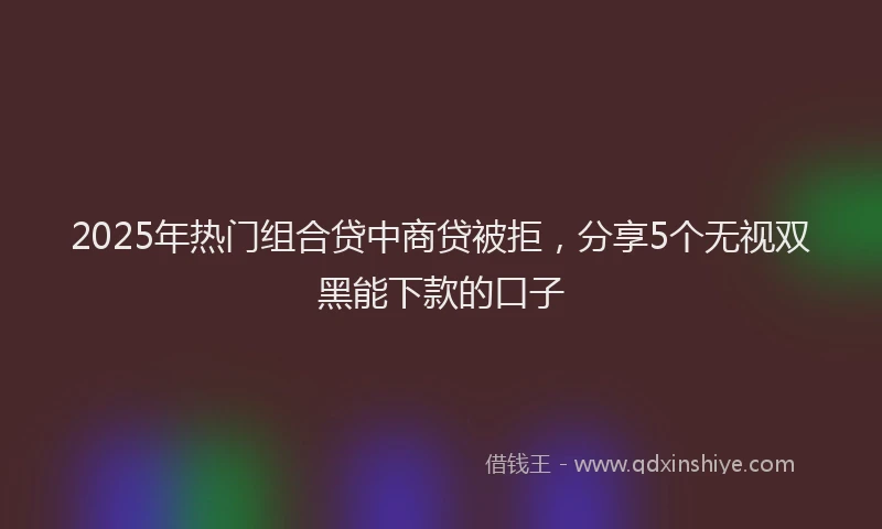 2025年热门组合贷中商贷被拒，分享5个无视双黑能下款的口子