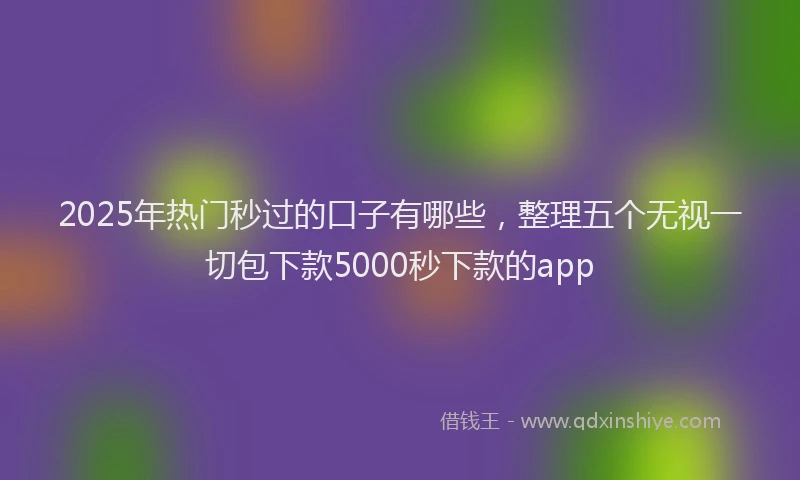2025年热门秒过的口子有哪些，整理五个无视一切包下款5000秒下款的app