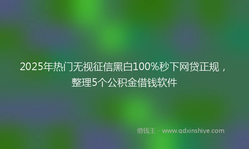 2025年热门无视征信黑白100%秒下网贷正规，整理5个公积金借钱软件