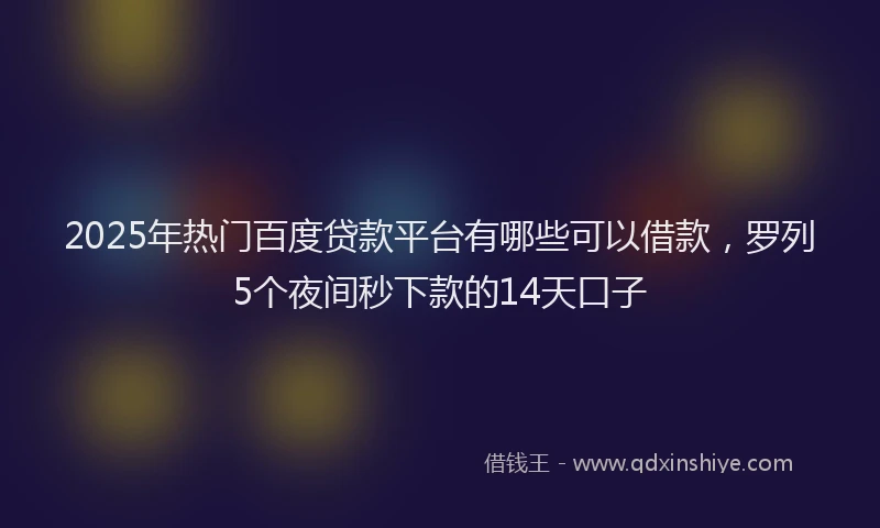 2025年热门百度贷款平台有哪些可以借款，罗列5个夜间秒下款的14天口子