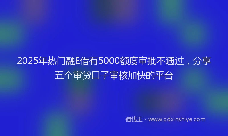 2025年热门融E借有5000额度审批不通过，分享五个审贷口子审核加快的平台