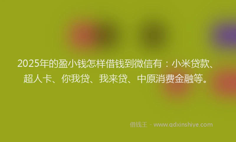 2025年的盈小钱怎样借钱到微信有：小米贷款、超人卡、你我贷、我来贷、中原消费金融等。