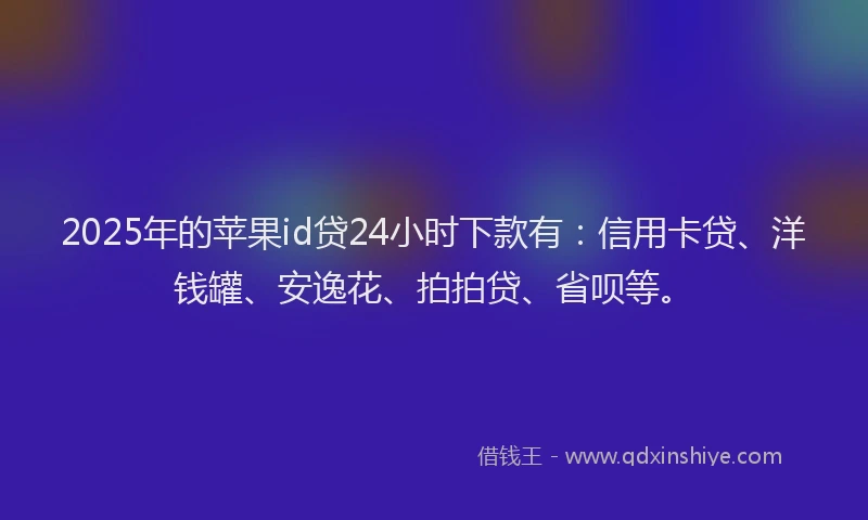 2025年的苹果id贷24小时下款有：信用卡贷、洋钱罐、安逸花、拍拍贷、省呗等。