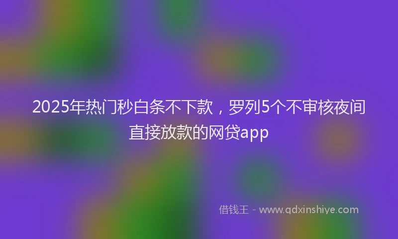 2025年热门秒白条不下款，罗列5个不审核夜间直接放款的网贷app