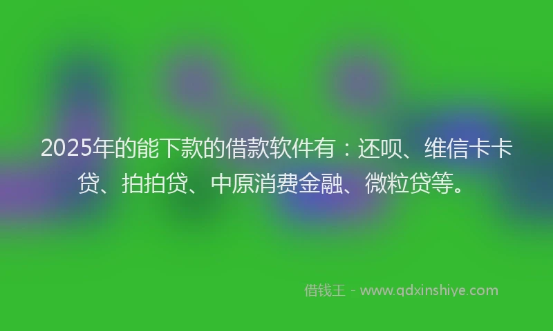 2025年的能下款的借款软件有：还呗、维信卡卡贷、拍拍贷、中原消费金融、微粒贷等。