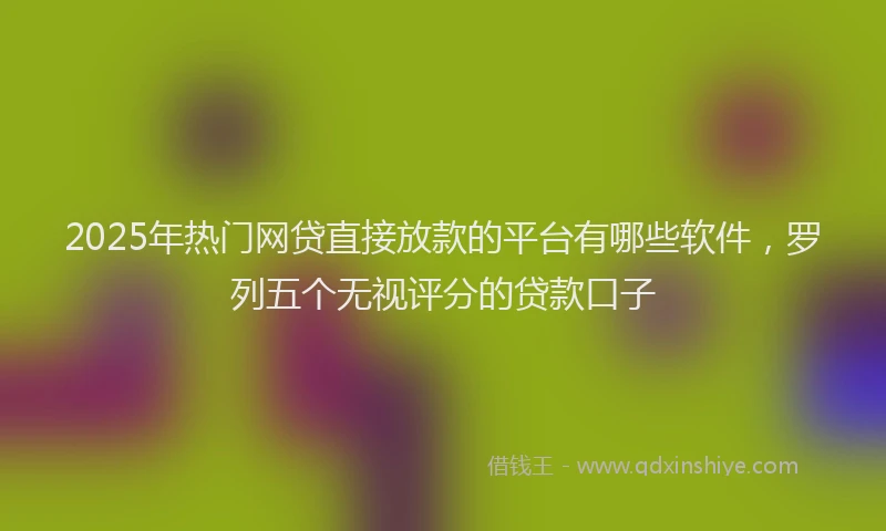 2025年热门网贷直接放款的平台有哪些软件，罗列五个无视评分的贷款口子