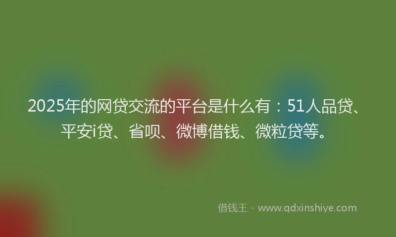 2025年的网贷交流的平台是什么有：51人品贷、平安i贷、省呗、微博借钱、微粒贷等。